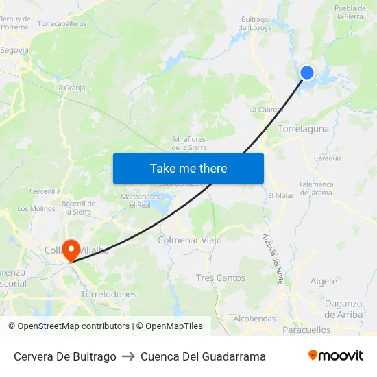 Cervera De Buitrago to Cuenca Del Guadarrama map