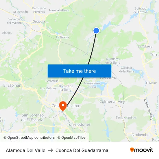 Alameda Del Valle to Cuenca Del Guadarrama map