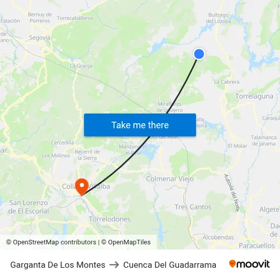 Garganta De Los Montes to Cuenca Del Guadarrama map