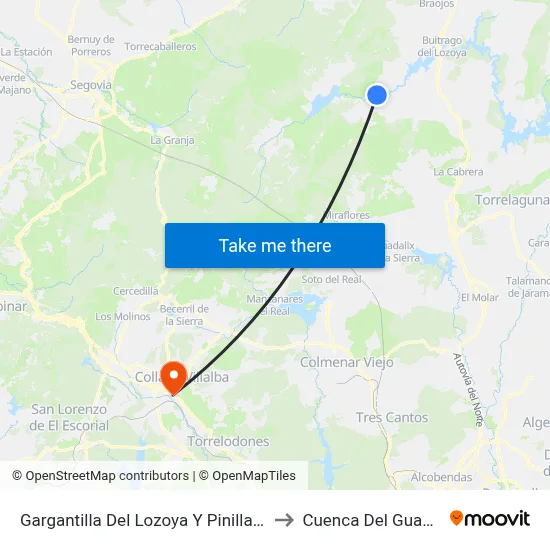 Gargantilla Del Lozoya Y Pinilla De Buitrago to Cuenca Del Guadarrama map