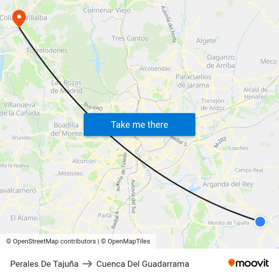 Perales De Tajuña to Cuenca Del Guadarrama map