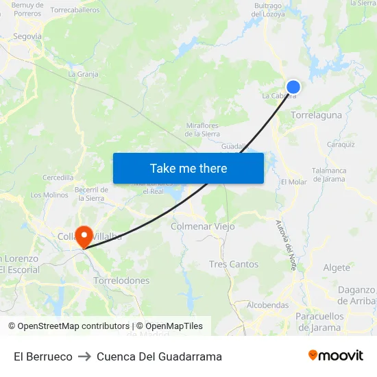 El Berrueco to Cuenca Del Guadarrama map
