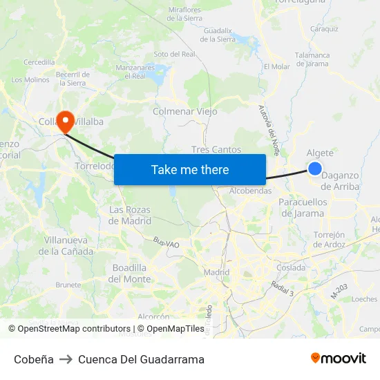 Cobeña to Cuenca Del Guadarrama map
