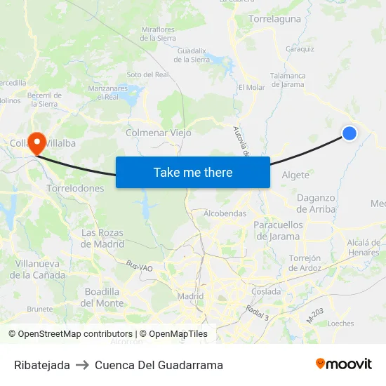 Ribatejada to Cuenca Del Guadarrama map