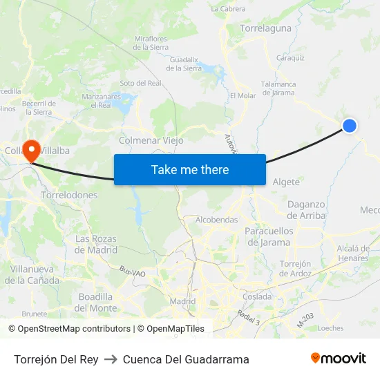 Torrejón Del Rey to Cuenca Del Guadarrama map
