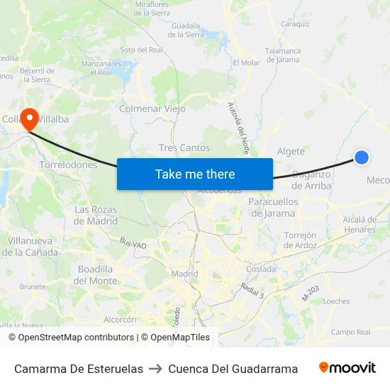 Camarma De Esteruelas to Cuenca Del Guadarrama map