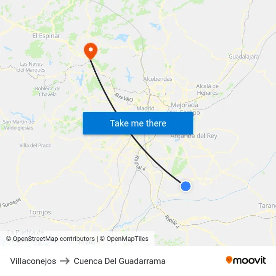 Villaconejos to Cuenca Del Guadarrama map