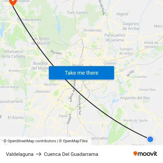 Valdelaguna to Cuenca Del Guadarrama map