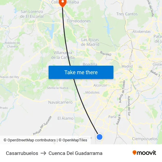 Casarrubuelos to Cuenca Del Guadarrama map