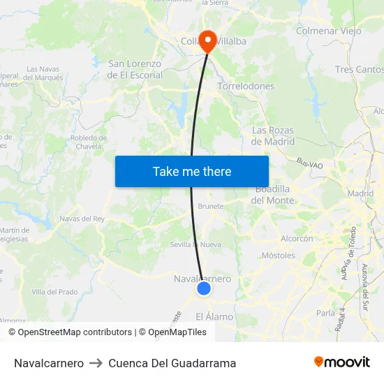 Navalcarnero to Cuenca Del Guadarrama map