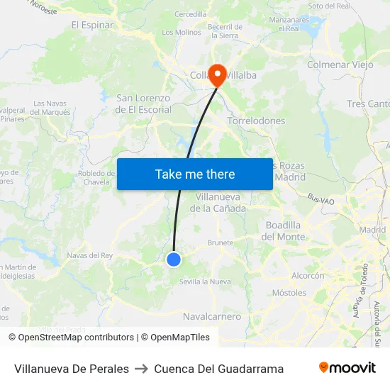 Villanueva De Perales to Cuenca Del Guadarrama map