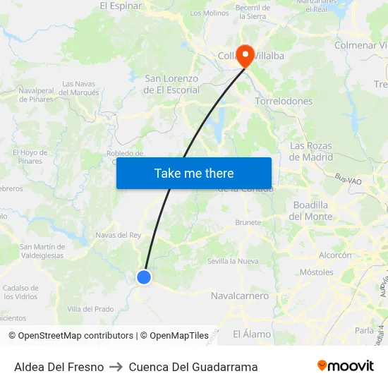Aldea Del Fresno to Cuenca Del Guadarrama map