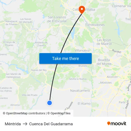 Méntrida to Cuenca Del Guadarrama map