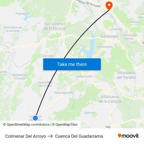 Colmenar Del Arroyo to Cuenca Del Guadarrama map