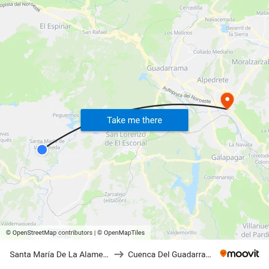 Santa María De La Alameda to Cuenca Del Guadarrama map