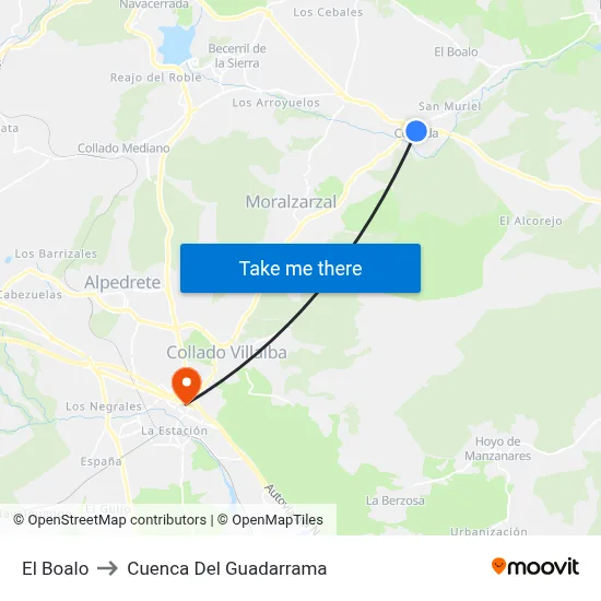El Boalo to Cuenca Del Guadarrama map