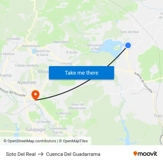 Soto Del Real to Cuenca Del Guadarrama map