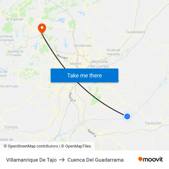 Villamanrique De Tajo to Cuenca Del Guadarrama map