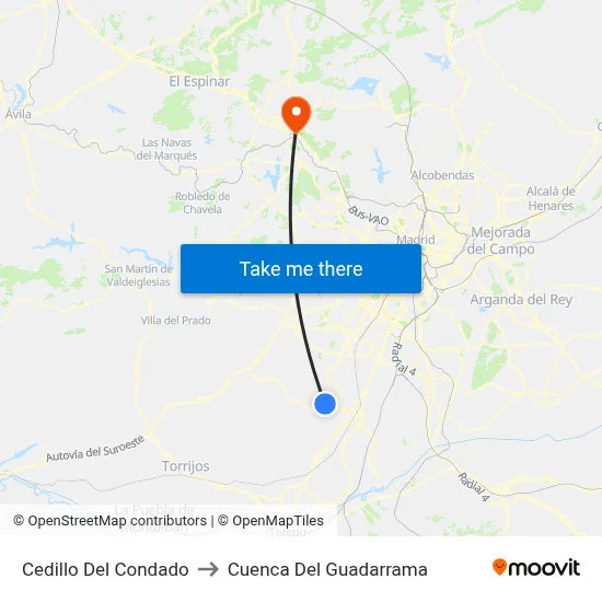 Cedillo Del Condado to Cuenca Del Guadarrama map