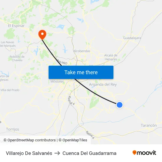 Villarejo De Salvanés to Cuenca Del Guadarrama map