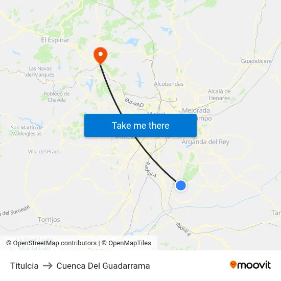 Titulcia to Cuenca Del Guadarrama map