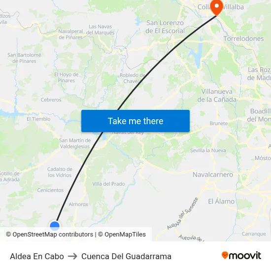 Aldea En Cabo to Cuenca Del Guadarrama map