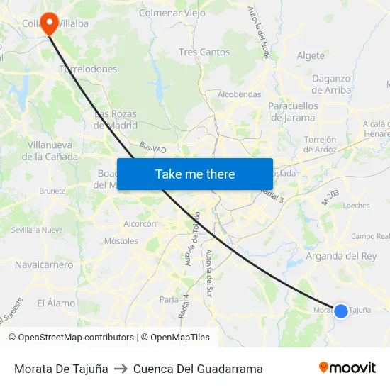 Morata De Tajuña to Cuenca Del Guadarrama map