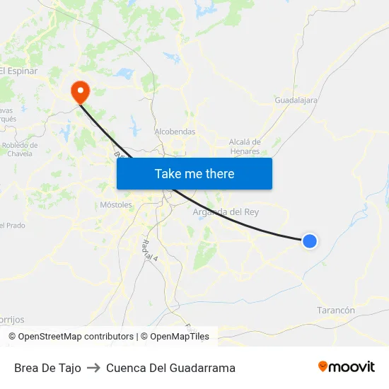 Brea De Tajo to Cuenca Del Guadarrama map