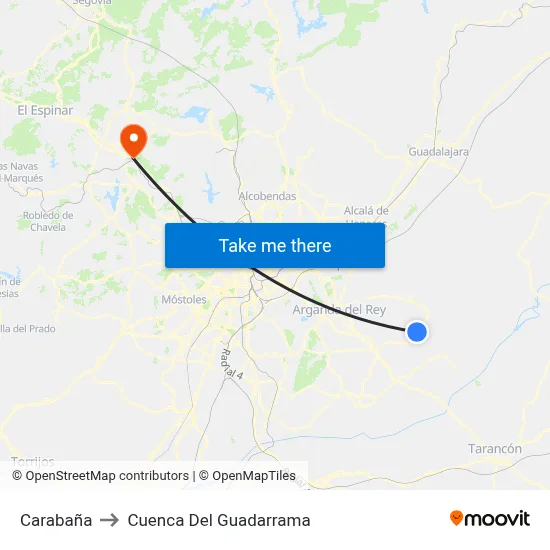 Carabaña to Cuenca Del Guadarrama map