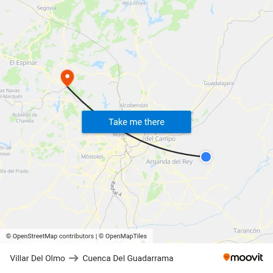 Villar Del Olmo to Cuenca Del Guadarrama map