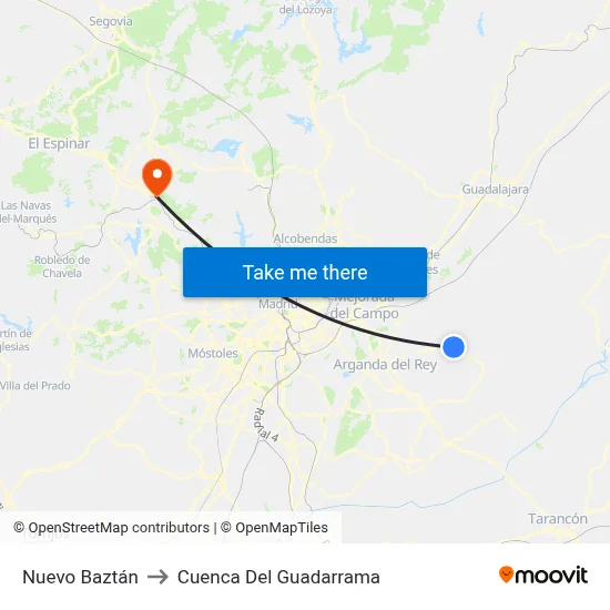Nuevo Baztán to Cuenca Del Guadarrama map