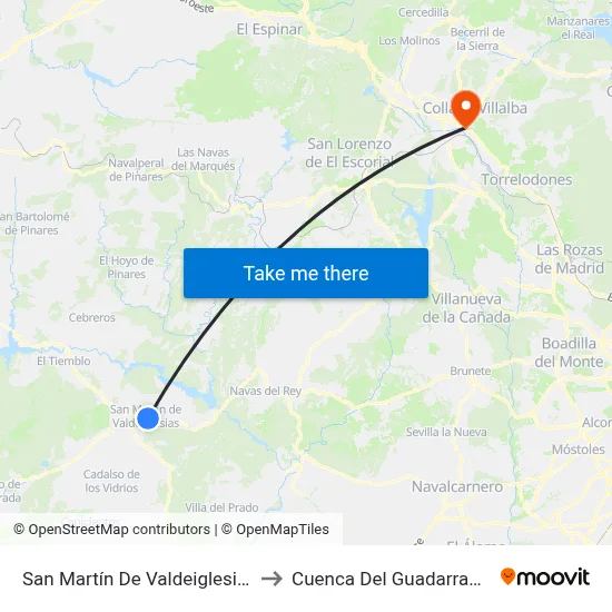 San Martín De Valdeiglesias to Cuenca Del Guadarrama map