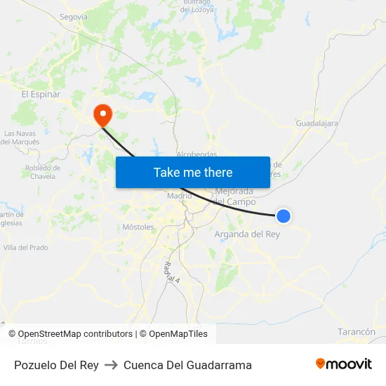 Pozuelo Del Rey to Cuenca Del Guadarrama map
