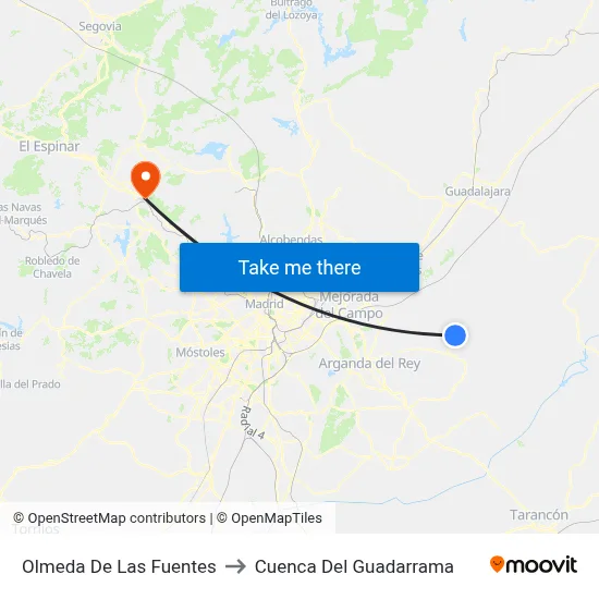 Olmeda De Las Fuentes to Cuenca Del Guadarrama map