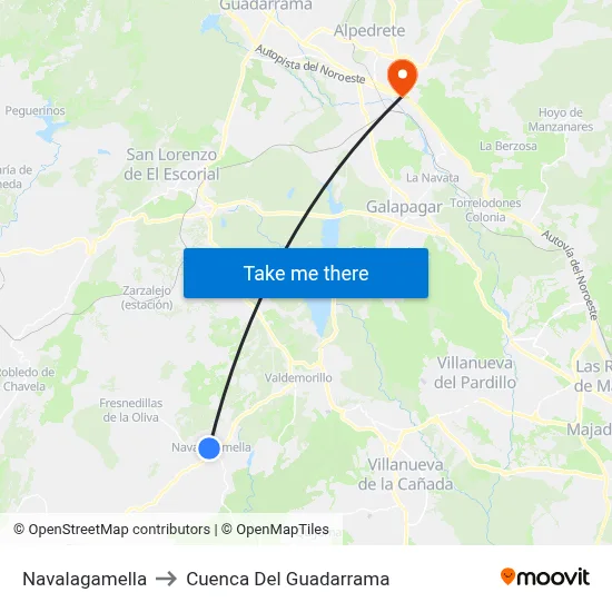 Navalagamella to Cuenca Del Guadarrama map