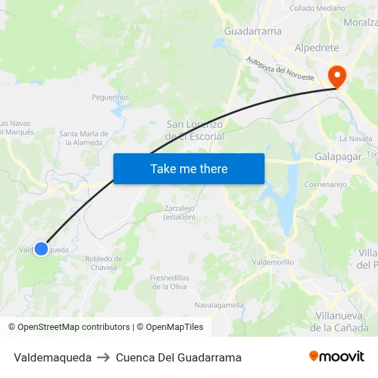 Valdemaqueda to Cuenca Del Guadarrama map
