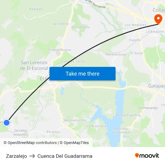 Zarzalejo to Cuenca Del Guadarrama map