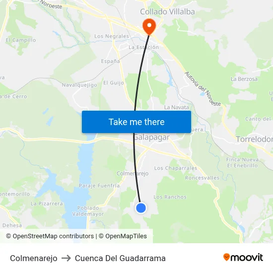 Colmenarejo to Cuenca Del Guadarrama map
