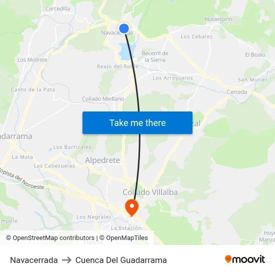 Navacerrada to Cuenca Del Guadarrama map
