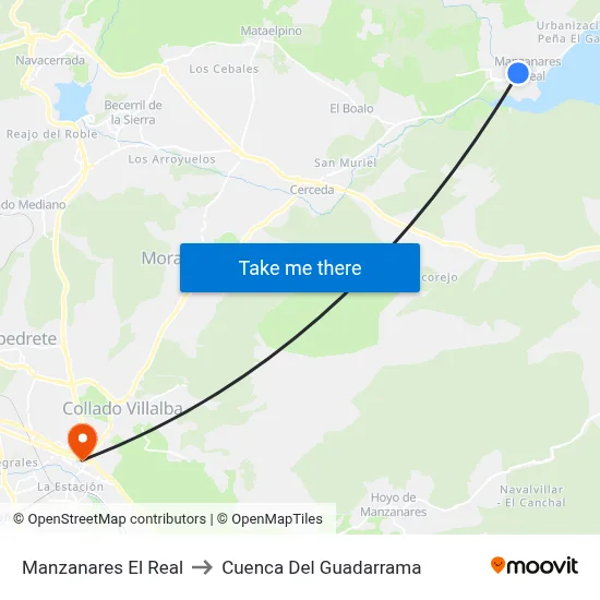 Manzanares El Real to Cuenca Del Guadarrama map
