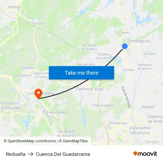 Redueña to Cuenca Del Guadarrama map