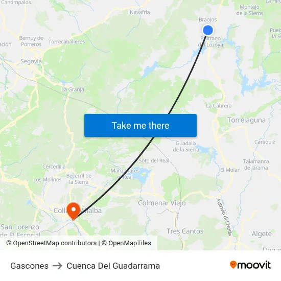 Gascones to Cuenca Del Guadarrama map