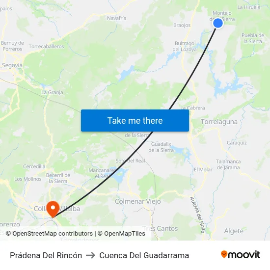 Prádena Del Rincón to Cuenca Del Guadarrama map