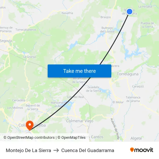 Montejo De La Sierra to Cuenca Del Guadarrama map