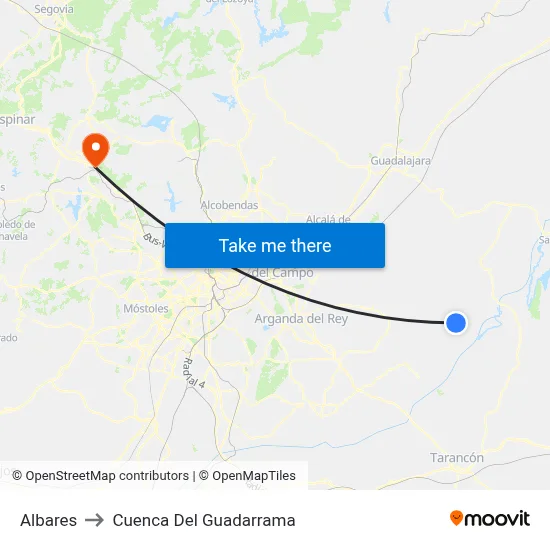 Albares to Cuenca Del Guadarrama map