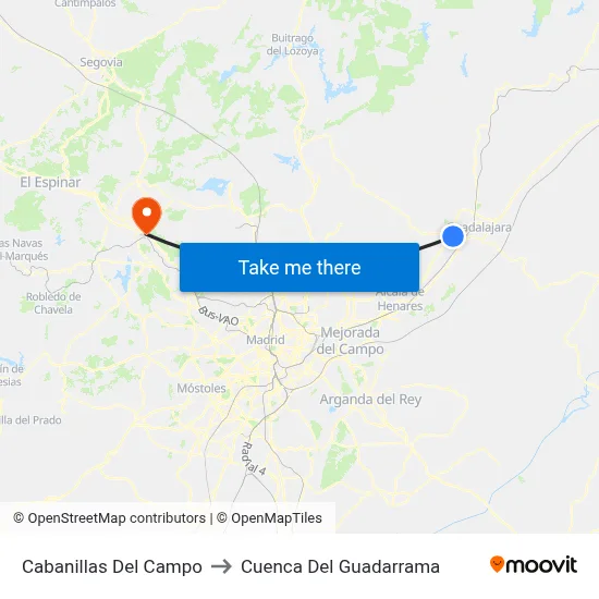 Cabanillas Del Campo to Cuenca Del Guadarrama map