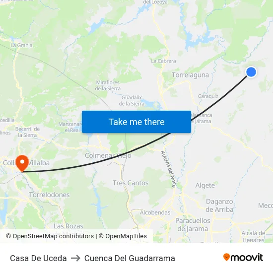 Casa De Uceda to Cuenca Del Guadarrama map