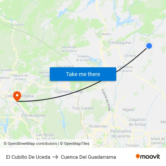 El Cubillo De Uceda to Cuenca Del Guadarrama map