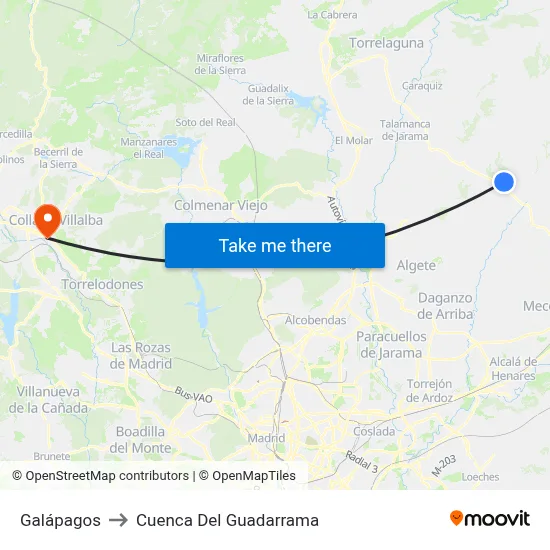 Galápagos to Cuenca Del Guadarrama map