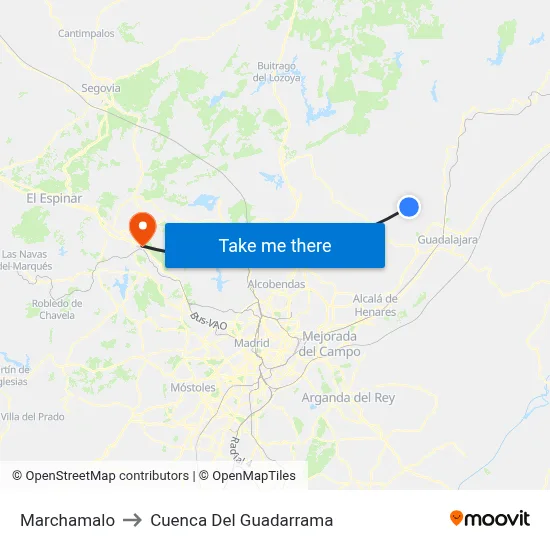 Marchamalo to Cuenca Del Guadarrama map